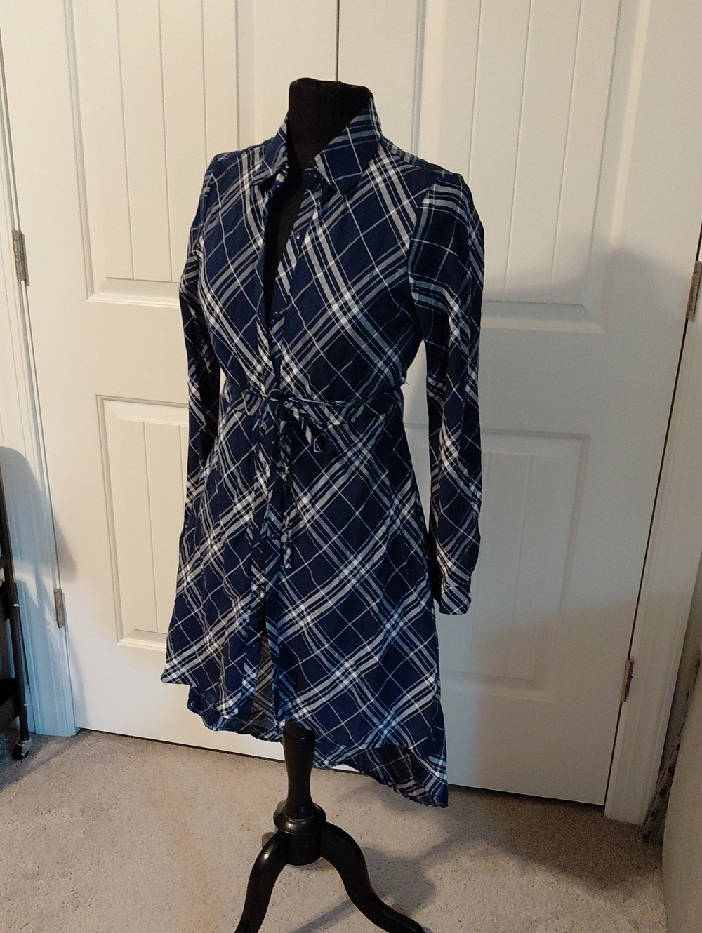 Love Notes Navy and White Plaid  Dress
